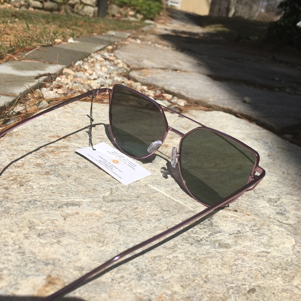 Oversized Mirror Sunglasses Pink Metal Frames - Picture 5 of 8